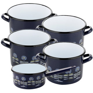 Komplet garnków emaliowanych prostych Emalia Polska Pleszew Polino 5 sztuk