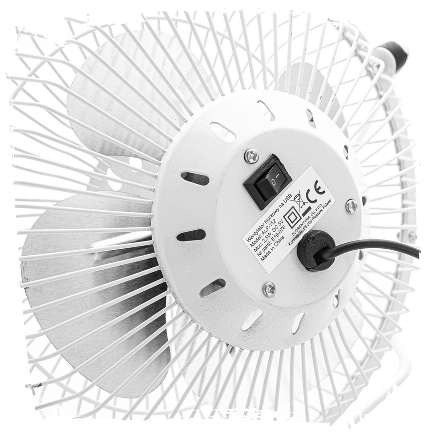 Mini wentylator biurkowy USB Botti Electronic Zeffir biały 15 cm moc 2,5 W