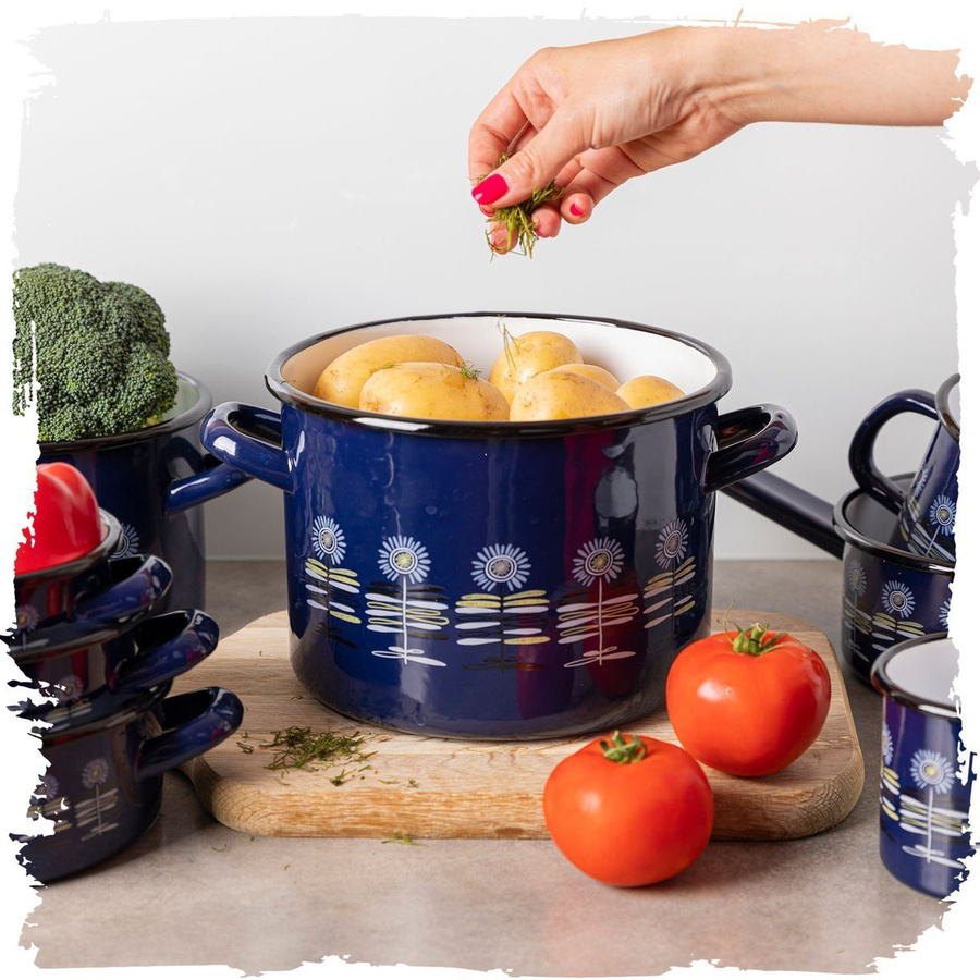 Garnek emaliowany prosty Emalia Polska Pleszew Polino 16cm 2,5l