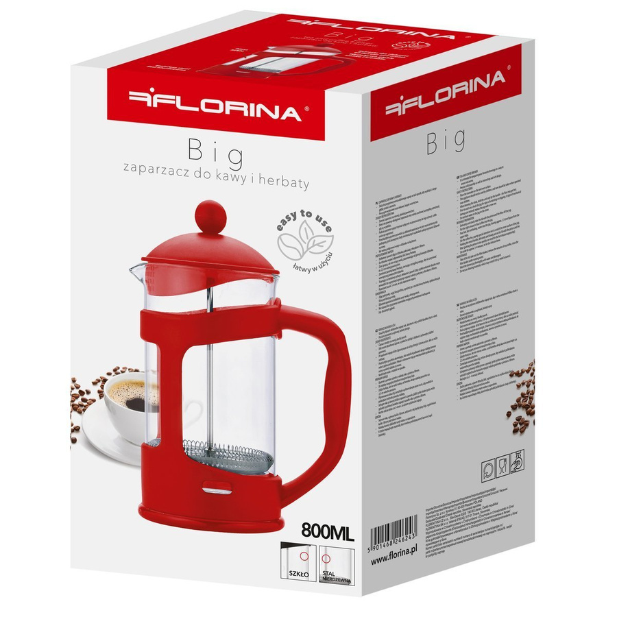 Zaparzacz Florina Big 800 ml czerwony