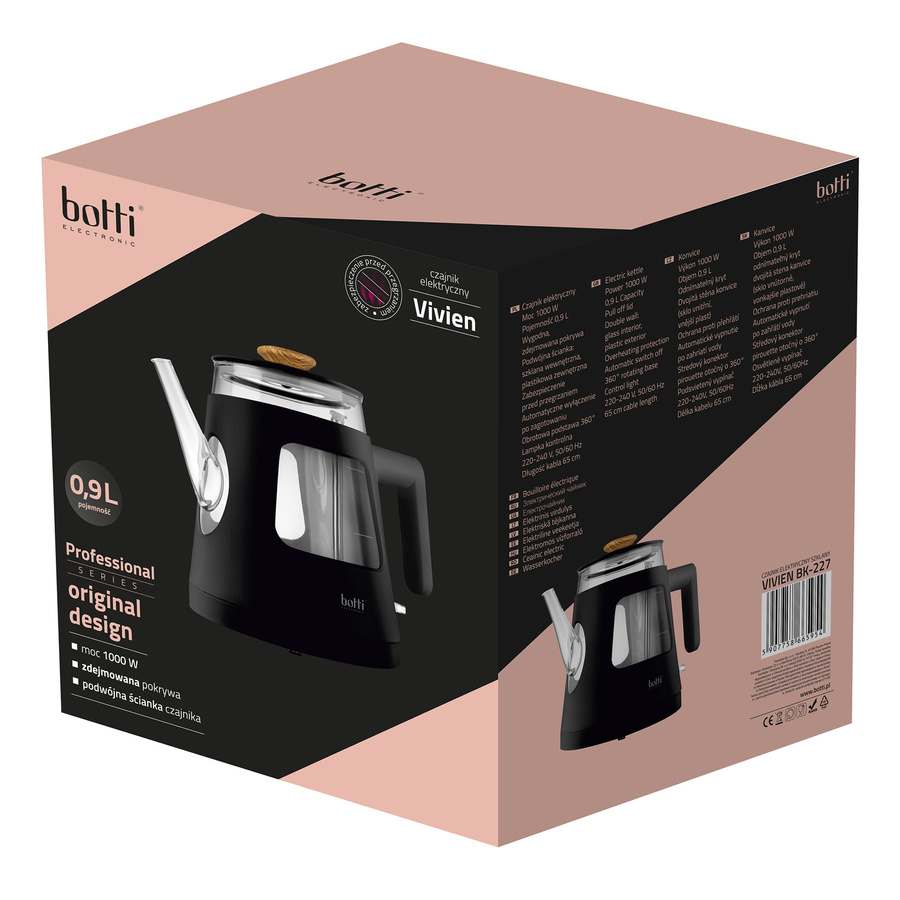 Czajnik elektryczny Botti Electronic Vivien 0,9 l czarny