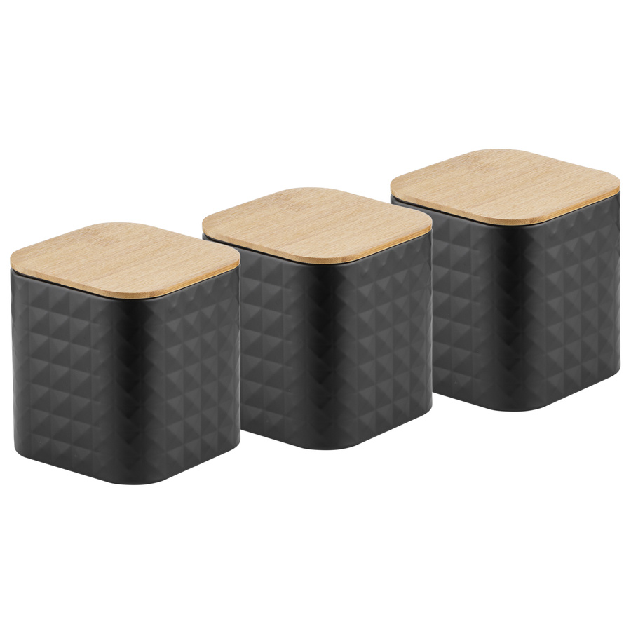 Zestaw kuchenny chlebak i 3 pojemniki na kawę herbatę cukier Florina Cube czarny
