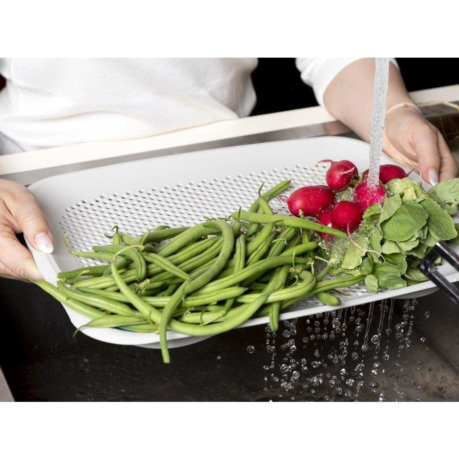 Deska do krojenia i cedzak durszlak Praktyczna 2 w 1 27,5 x 36,5 x 3 cm jasnoszara