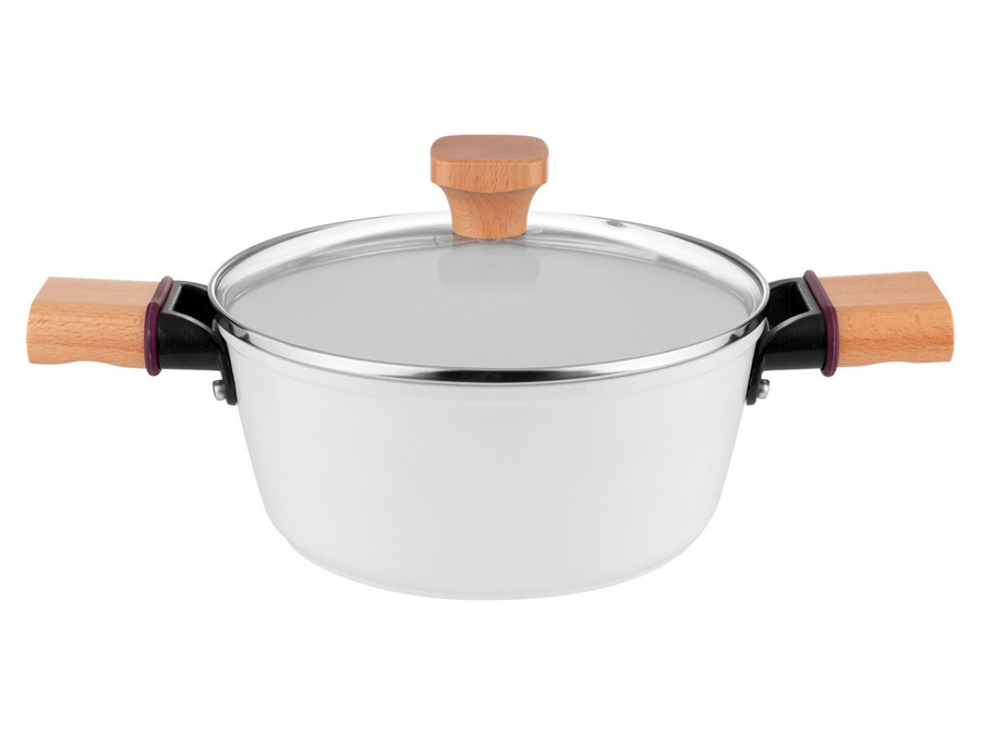 Garnek aluminiowy z powłoką ceramiczną Florina Aspen 20 cm 2,2 l biały