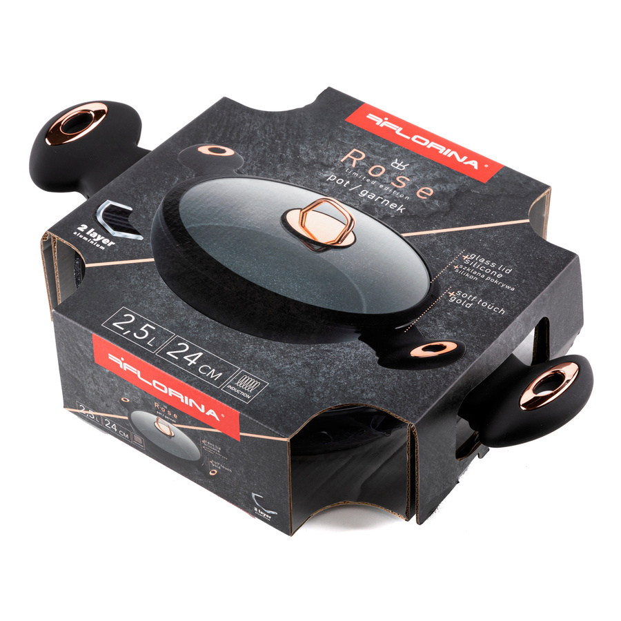 Garnek niski aluminiowy na indukcję Florina Rose 24 cm 2,5 l