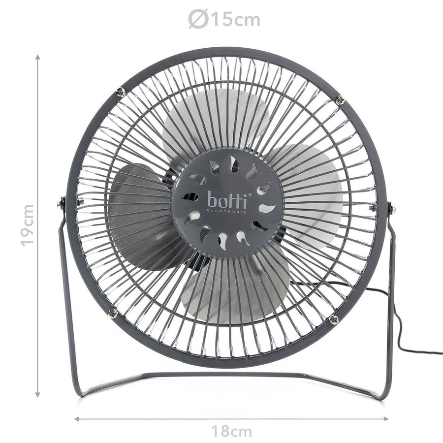 Mini wentylator biurkowy USB Botti Electronic Zeffir szary 15 cm moc 2,5 W