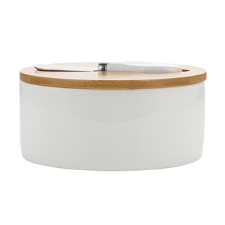 Maselnica z bambusową pokrywką i nożem Florina Adria 16x6 cm