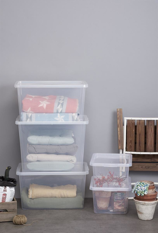 Zestaw 3 pojemników z pokrywą Basic, pod łóżko, 30 L.