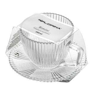Zestaw 6 filiżanek szklanych ze spodkiem Florina Rimini 250 ml