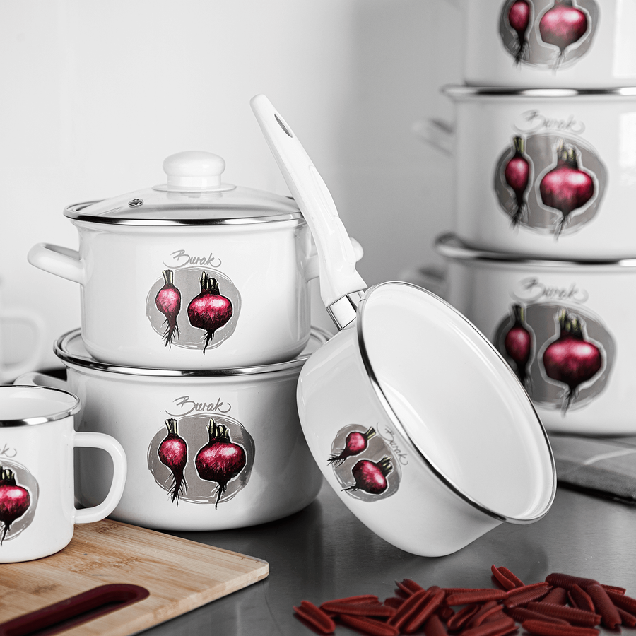 Zestaw kubków emaliowanych na indukcję Emalia Polska Pleszew Burak