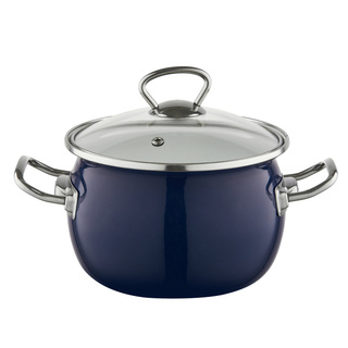 Garnek emaliowany Emalia Polska Pleszew Berry 18 cm 2,5 l granatowy