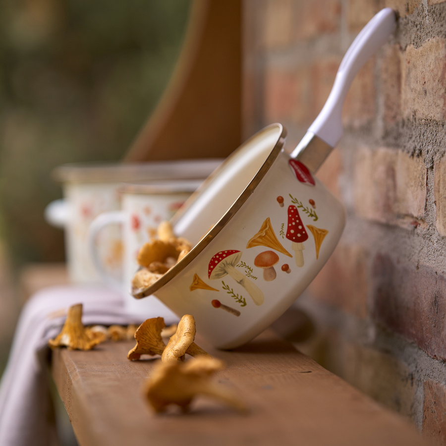 Garnek emaliowany Emalia Polska Pleszew Grzybki 18 cm 2,65 l