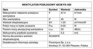Wentylator podłogowy Botti Electronic Sirocco 40 cm 45 W