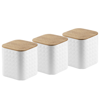 Zestaw kuchenny chlebak i 3 pojemniki na kawę herbatę cukier Florina Cube biały
