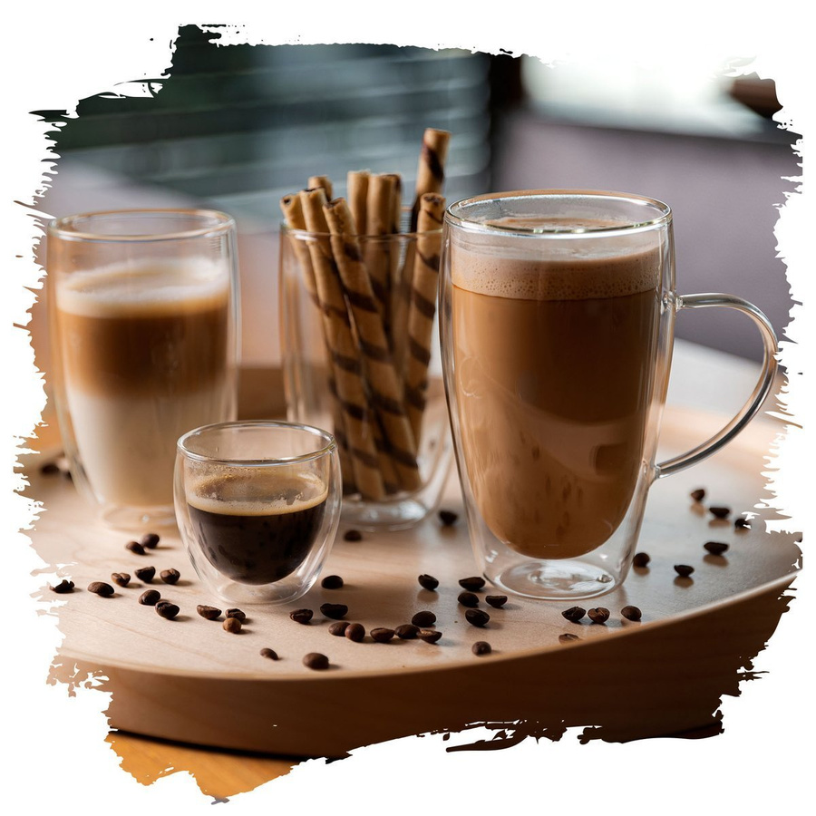 Zestaw 6 sztuk Szklanki termiczne z uchem Florina Malachit 570 ml