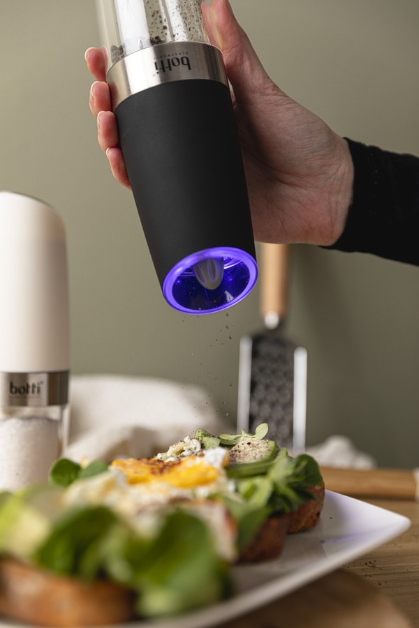 Młynek elektryczny grawitacyjny do soli i pieprzu Botti Electronic Sorento biały