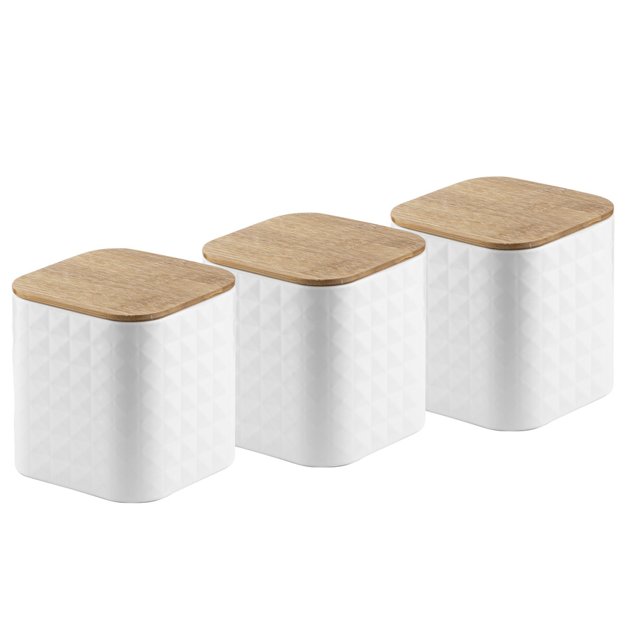 Zestaw kuchenny chlebak i 3 pojemniki na kawę herbatę cukier Florina Cube biały