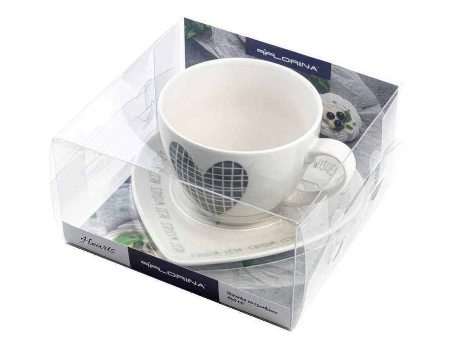 Filiżanka ze spodkiem prezentowa Florina Hearts 460 ml