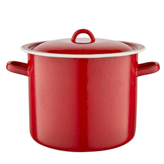 Garnek emaliowany Emalia Polska Pleszew gładki czerwony