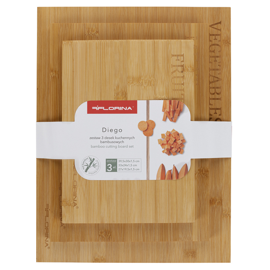 Zestaw 3 kuchennych desek bambusowych Florina Diego