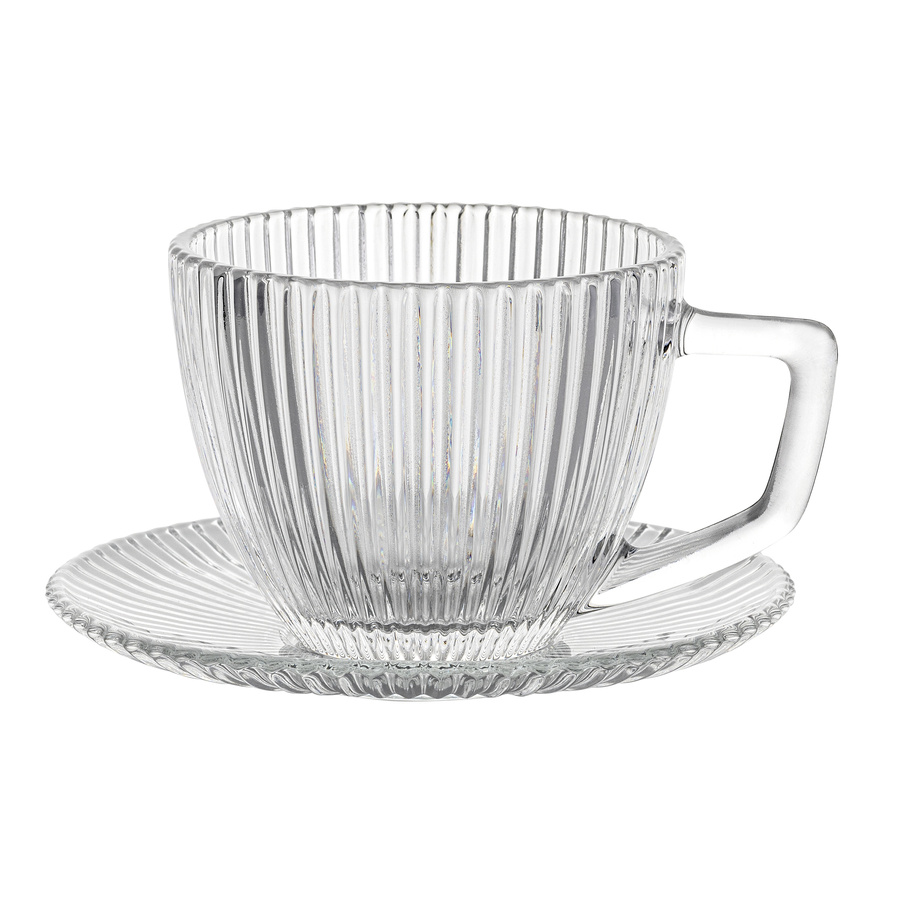 Zestaw 6 filiżanek szklanych ze spodkiem Florina Rimini 250 ml