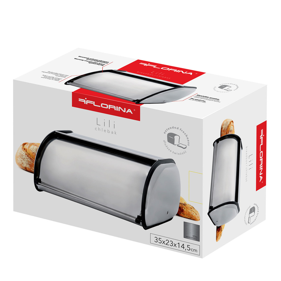 Chlebak nierdzewny Florina mały 35 x 23 x 14,5 cm