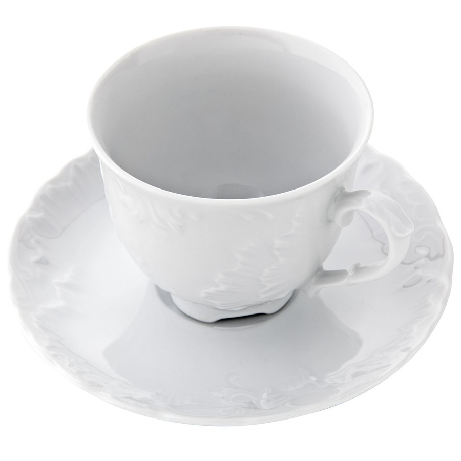 Komplet porcelanowych filiżanek ze spodkiem dla 6 osób Ćmielów Rococo