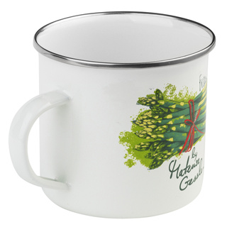 Kubek emaliowany Emalia Polska Pleszew Szparagi by Mateusz Gessler 12 cm 1,25 l