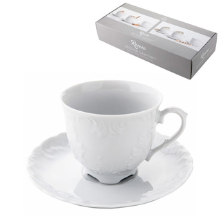 Komplet porcelanowych filiżanek ze spodkiem dla 6 osób Ćmielów Rococo