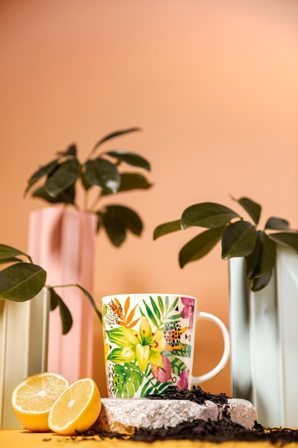 Kubek porcelanowy New Bone China Florina Hawaje 400 ml mix dekoracji