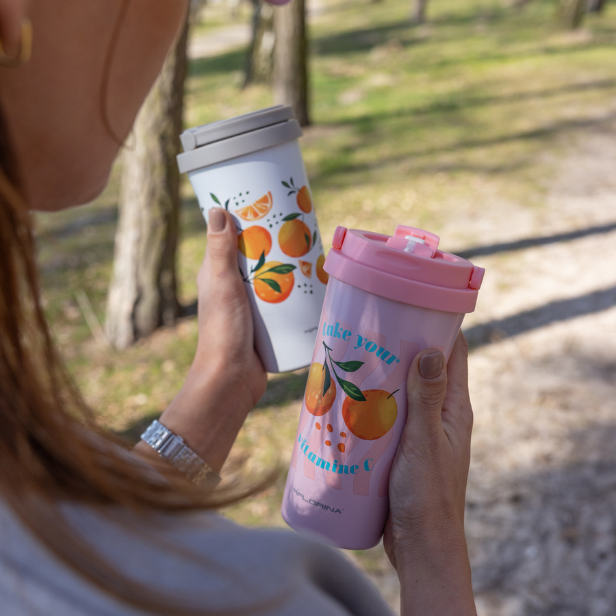 Kubek termiczny nierdzewny Florina Orange Happy 500 ml