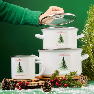 Garnek emaliowany świąteczny Emalia Polska Pleszew Noella 20 cm 4,1 l