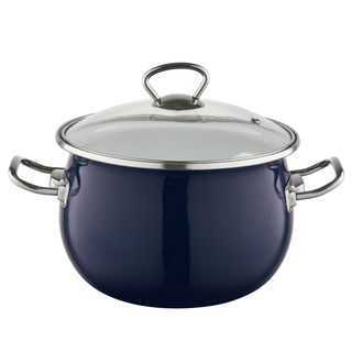 Garnek emaliowany Emalia Polska Pleszew Berry 22 cm 4,25 l granatowy