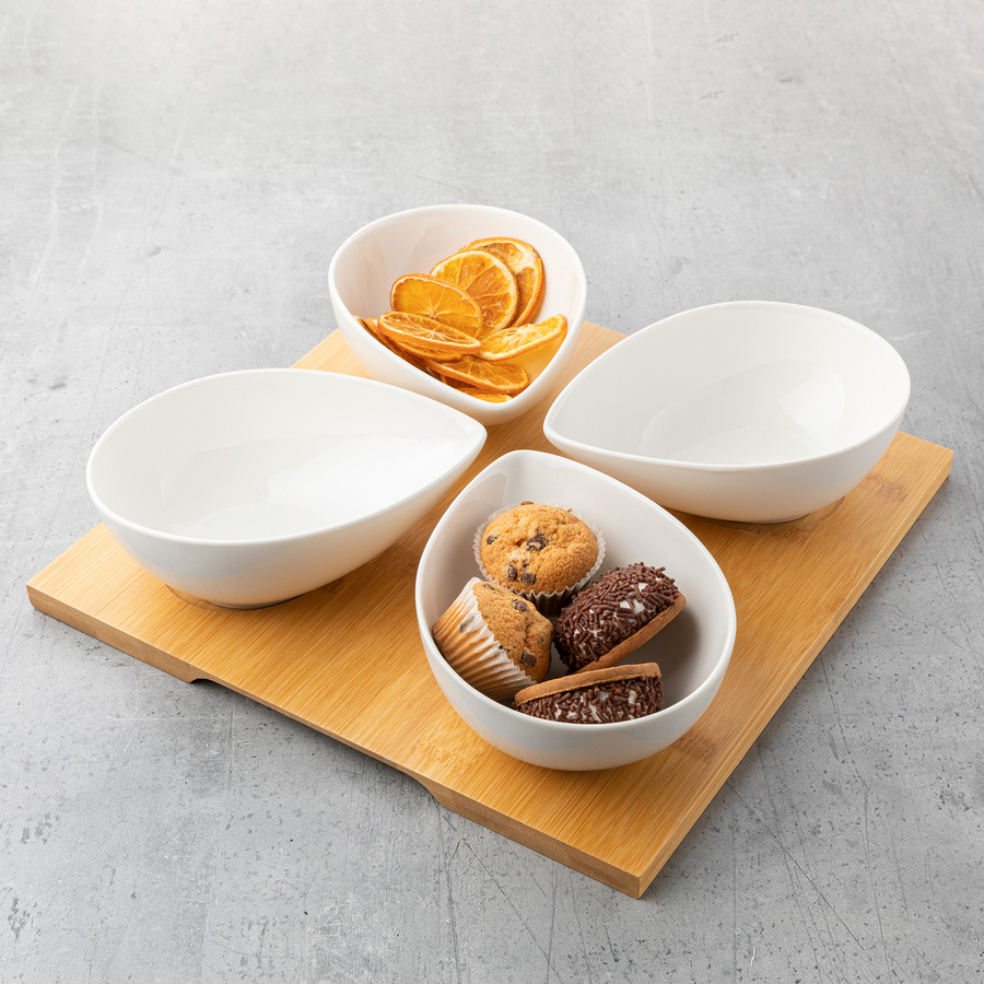 Miseczki do dipów Adria łezka kpl 4 szt. na podstawce 15cm Florina