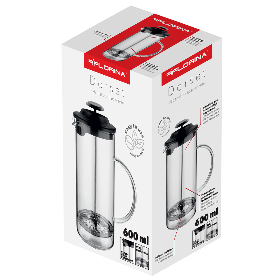 Zaparzacz szklany Florina Dorset 600 ml