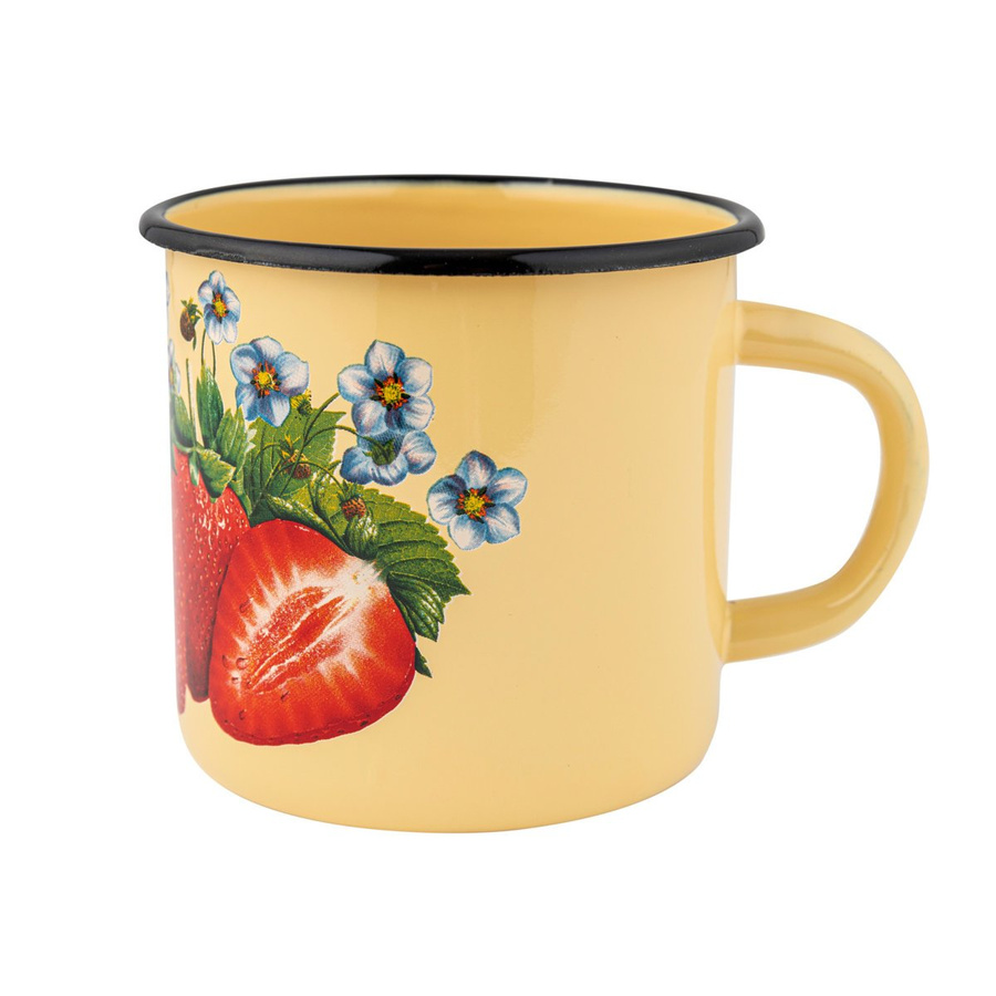 Kubek emaliowany na indukcję Emalia Polska Pleszew Truskawka 9 cm 500 ml 
