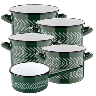Komplet garnków emaliowanych na indukcję Emalia Polska Pleszew Boho 1,6 l; 2,5 l; 3,55 l ; 4,7 l; 6,25 l
