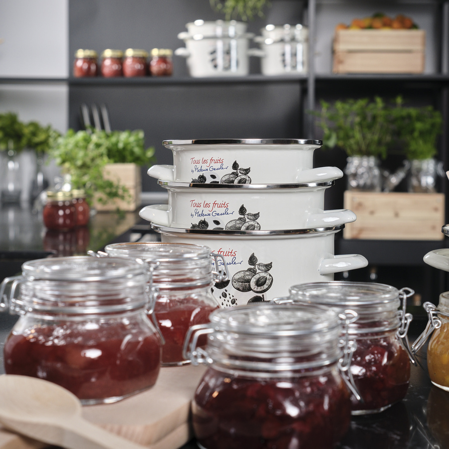 Garnek emaliowany Emalia Polska Pleszew Fruits by Mateusz Gessler 22 cm 4,8 l