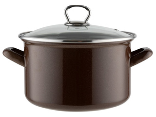 Garnek emaliowany na gaz i indukcję Emalia Polska Pleszew Marigold z pokrywką brązowy 22 cm 4,7 l 