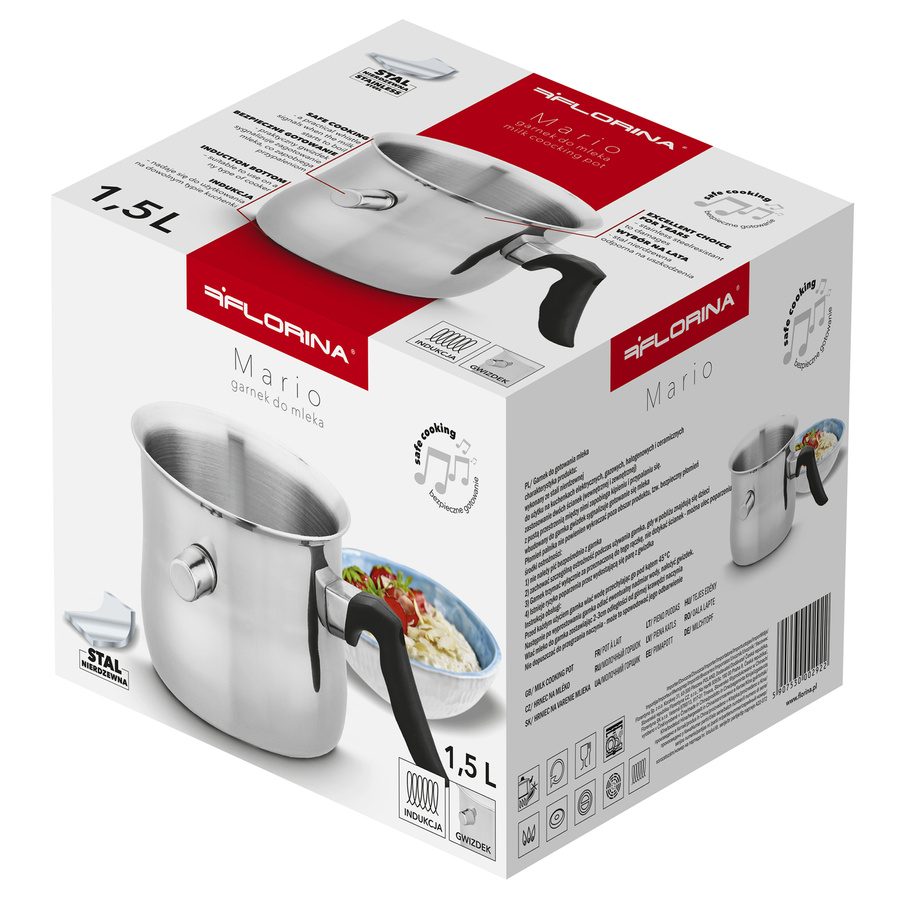 Garnek nierdzewny Florina Mario do mleka z baryłką 1,5 l