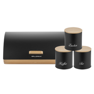 Zestaw kuchenny chlebak i 3 pojemniki na kawę herbatę cukier Florina Elegant czarny