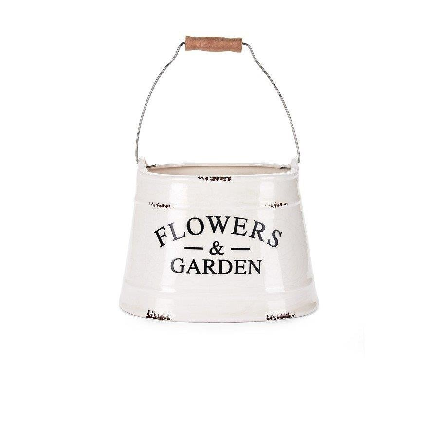 Doniczka ceramiczna Florina Decor Flowers Garden 16 cm biała