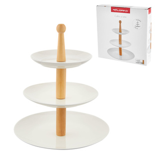 Patera na ciasto trzypiętrowa porcelanowa Florina