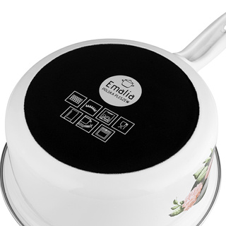 Rondel emaliowany na indukcję i gaz Emalia Polska Pleszew Hortensja 16 cm 1,3 l 