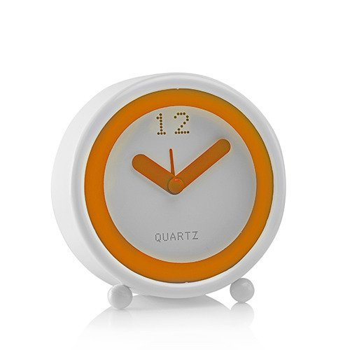 Zegar z budzikiem Konturo pomarańczowy zasilany baterią Florina