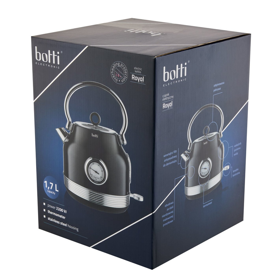 Czajnik elektryczny z termometrem Botti Electronic Royal 1,7 l czarny