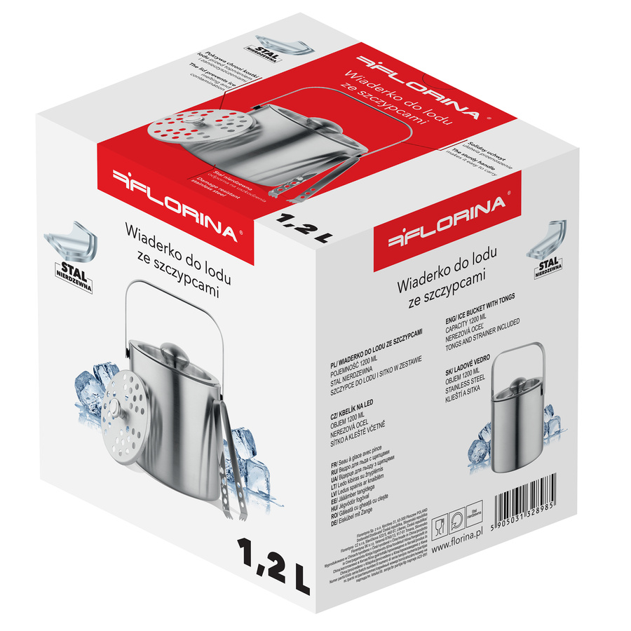 Wiaderko do lodu ze szczypcami Florina 1200 ml