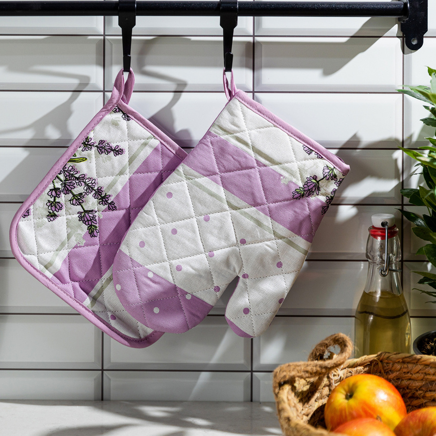 Rękawica kuchenna 18x25 cm i łapka kuchenna 20x20 cm Miss Lucy Lavender