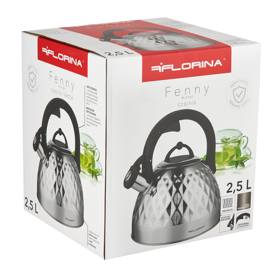 Czajnik ze stali nierdzewnej na indukcję i gaz Florina Fenny Mirror 2,5 l