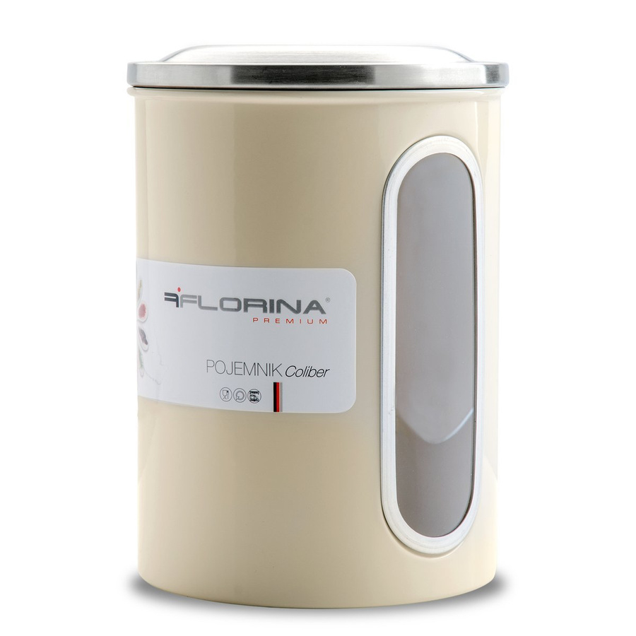 Pojemnik z okienkiem na artykuły sypkie Florina Coliber duży 13,6 x 20,3 cm kremowy
